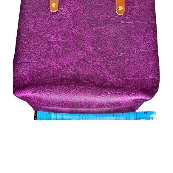 Custom Tote in Grape Bison With Tan Handles - Picture 9 of 9